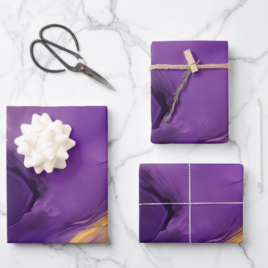 Paars en Goud Abstract Inpakpapier Vel (Voorkant)