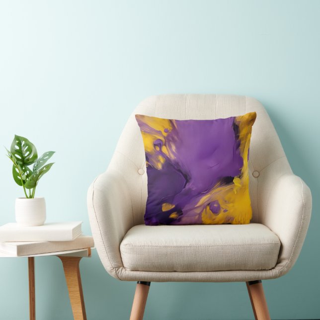 Paars en goud abstract kussen (Stoel)
