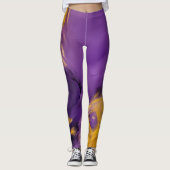 Paars en Goud Abstract Leggings (Voorkant)