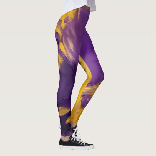 Paars en Goud Abstract Leggings (Rechts)