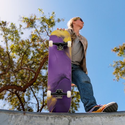Paars en Goud Abstract Persoonlijk Skateboard (Buiten 1)