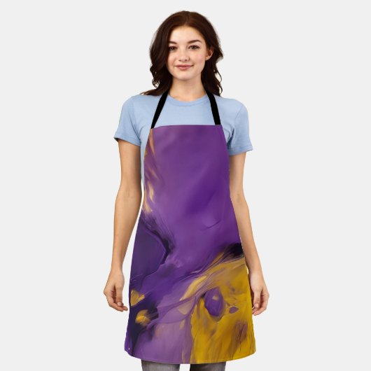 Paars en Goud Abstract Schort (Gedragen)