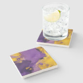 Paars en goud abstract stenen onderzetter (Zijkant)