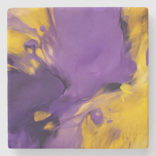 Paars en goud abstract stenen onderzetter