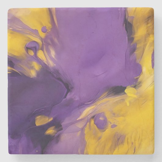Paars en goud abstract stenen onderzetter (Voorkant)
