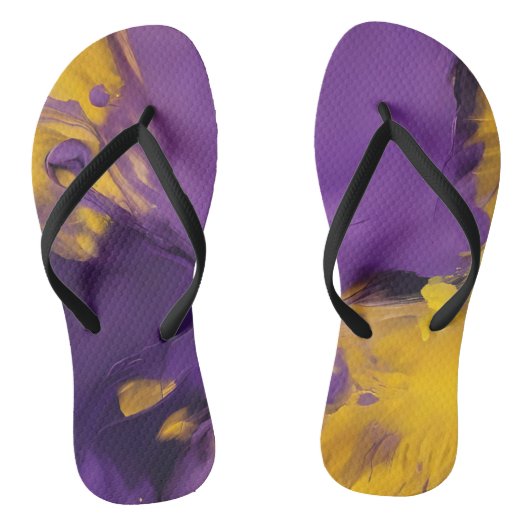 Paars en Goud Abstract Teenslippers (Voetbed)