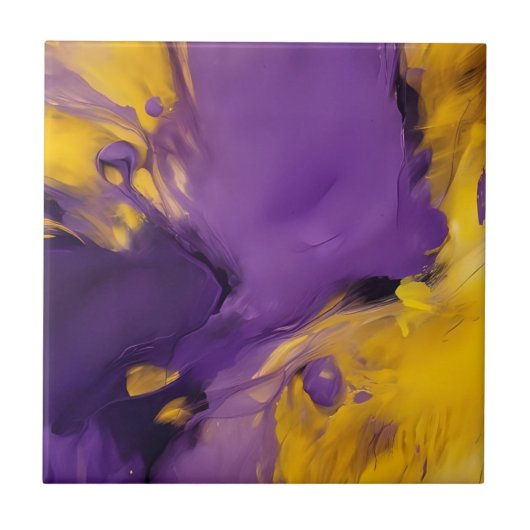 Paars en Goud Abstract Tegeltje (Voorkant)