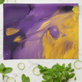 Paars en Goud Abstract Theedoek (Gevouwen)