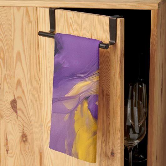 Paars en Goud Abstract Theedoek (Derde Gevouwen)