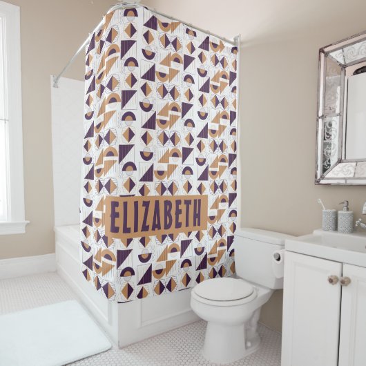 Paars en goud Aesthetisch abstract Patroon Douchegordijn (In situ)