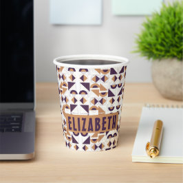 Paars en goud Aesthetisch abstract Patroon Papieren Bekers