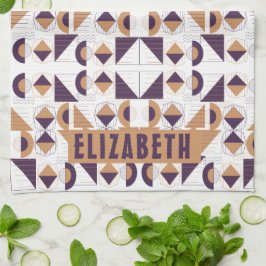 Paars en goud Aesthetisch abstract Patroon Theedoek