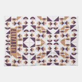 Paars en goud Aesthetisch abstract Patroon Theedoek (Horizontaal)