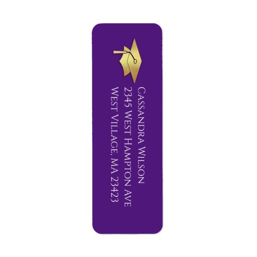 Paars en Goud Afstudeer Retouradres Etiket (Voorkant)