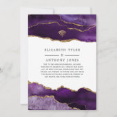 Paars en goud agaat gereduceerde trouwgastenlijst  aankondiging (Voorkant)