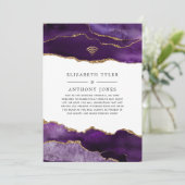 Paars en goud agaat gereduceerde trouwgastenlijst  aankondiging (Staand voorkant)
