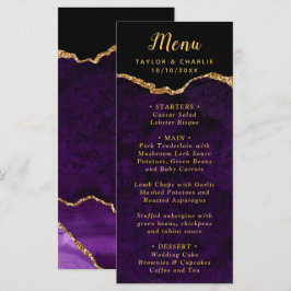 Paars en Goud Agaat Huwelijksmenu Menu