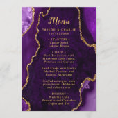 Paars en Goud Agaat Huwelijksmenu Menu (Voorkant)