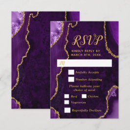 Paars en Goud Agate Maaltijdkeuze RSVP Kaartje