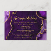 Paars en Goud Agate Trouwaccommodaties Informatiekaartje (Voorkant)