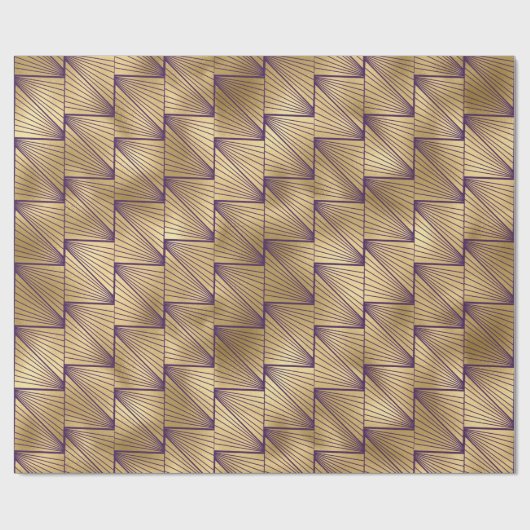 Paars en goud Art Deco patroon Cadeaupapier (Vlak)