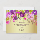 Paars en goud... ben je mijn bruidsmeisje Kaart. Kaart (Achterkant)