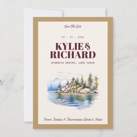 Paars en Goud Bewaar de Datum Kaart (Voorkant)