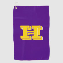 Paars en goud college kleuren golfhanddoek