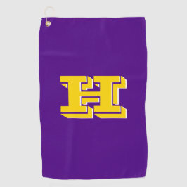 Paars en goud college kleuren golfhanddoek