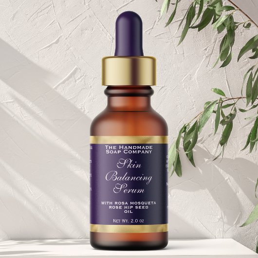 Paars en Goud Cosmetica Druppelfles Etiket