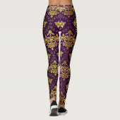 Paars en goud damast leggings (Achterkant)
