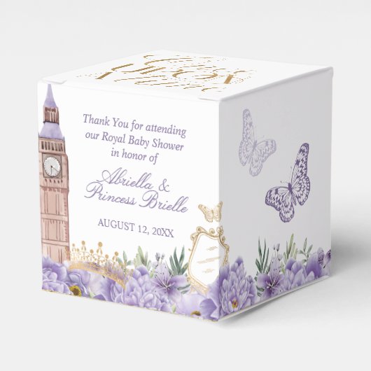 Paars en goud één keer op tijd prinses bedankdoosjes (Voorkant Zijde)