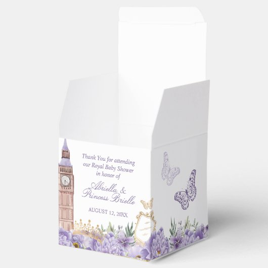 Paars en goud één keer op tijd prinses bedankdoosjes (Geopend)