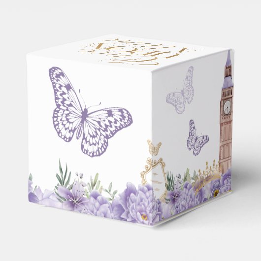 Paars en goud één keer op tijd prinses bedankdoosjes (Achterkant)