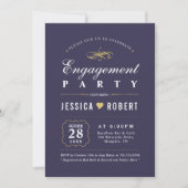 Paars en goud | Elegant Engagement Party Kaart (Voorkant)