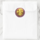 Paars en goud en Fleur de Lis Embossed Kijk Ronde Sticker (Tas)