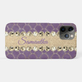 Paars en Goud Folie Diamant Bling Case-Mate iPhone Case (Achterkant (horizontaal))