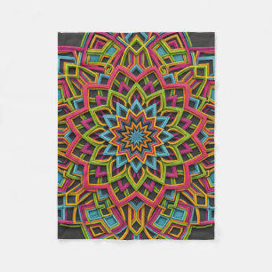 Paars En Goud Gedetailleerde Geometrische Mandala Fleece Deken