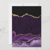 Paars en Goud Glitter Agate Trouwen Kaart (Achterkant)