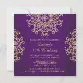 PAARS EN GOUD INDIAANS GEÏNSPIREERD VERJAARDAGSFEE KAART (Voorkant)