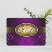 Paars en Goud Klas van 2026 Feest Kaart (Staand voorkant)