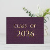 Paars en Goud Klas van 2026 Kaart (Staand voorkant)