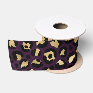 Paars en Goud Luipaard Serie Design 2 Satijnen Lint