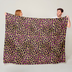 Paars en Goud Luipaard Serie Design 4 Fleece Deken