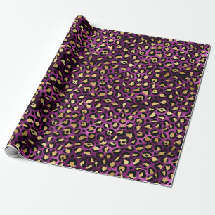 Paars en Goud Luipaard Serie Ontwerp 1 Cadeaupapier