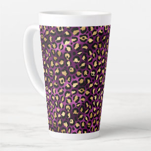 Paars en Goud Luipaard Serie Ontwerp 1 Latte Mok