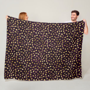 Paars en Goud Luipaard Serie Ontwerp 2 Fleece Deken