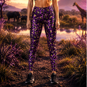 Paars en goud luipaardprint leggings