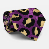 Paars en goud luipaardprint stropdas (Opgerold)