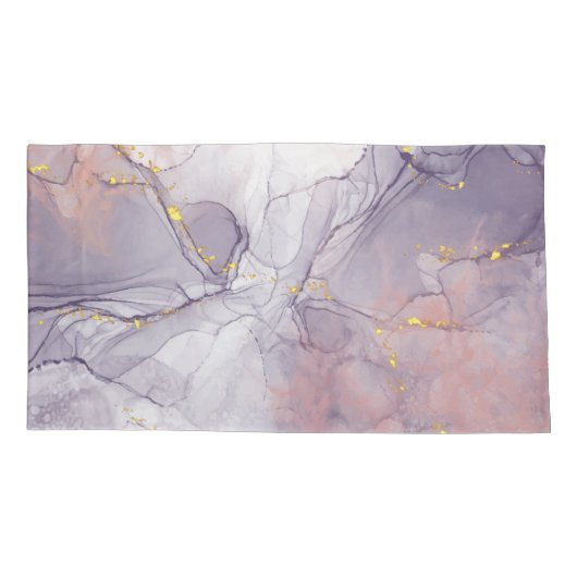 Paars en goud marmer kussensloop (Achterkant)